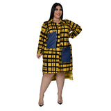 Plus Size Dresses Women 2022 Wholesale Buttons Casual Long Sleeve Loose Office Lady Plaid Shirt Midi Dresses