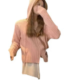Short Knitted Cardigan Women's Short Sweater Coat Spring And Autumn Korean Style Stylish Double Zipper-Outfit