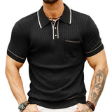 Men's New Summer Knits Clip Short Sleeve Business Polo Shirt Men's