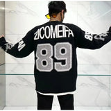 and winter new digital pattern sweater men casual lazy loose in couple high street retro sweater-Outfit