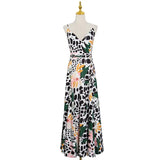 Bohemian Print Hit Color Dress Female V Neck Sleeveless High Waist Summer Sexy Dresses For Women Fashion New