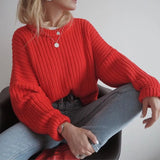 WOTWOY Elegant Autumn Oversized Sweater Women Solid Loose Knitted Sweaters Women Long Sleeve Pullover Female Jumper Cashmere