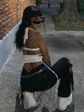 Sexy Backless Summer Crop Top Women Hollow Out 2023 White Sleeveless Bandage Halter Tank Tops Streetwear Cami 90s-Outfit