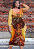 Orange Plus Size Character Print Crew Neck Long Bodycon