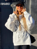 Spring 2024 New Women's Sweatshirt Retro Street Letter Print O Neck Pullovers Tops Loose Casual Long-sleeve Sweatshirt-Outfit