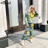 Smile Streetwear 2 Two Piece Set Women Outfits Ladies Tracksuits Female Loose Hoodies Women Joggers Pants Sweat