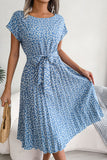 Floral Pleated Belted