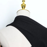 Black Sweater For Women Irregular Collar Long Sleeve One Off Shouder Hollow Out Knitted Sweaters Female 2022