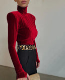 Sexy Rib Velvet High Neck Backless Long Sleeve with Mittens Fingerless