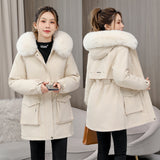 Cotton-Padded Clothes Female Medium Long Style 2023 New Loose Korean Version Of The Wool Collar Plus Velvet Pie To Overcome The Down Cotton Jacket Winter Coat-Outfit