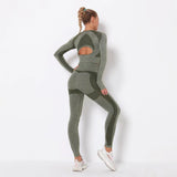 Vital Seamless Gym Set Gym Clothing Fitness Leggings+Cropped Shirts Sport Suit Women Long Sleeve Tracksuit Active