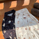 Angel Print Womens Shirt Vintage Elegant Blouse Women Autumn 2024 Lantern Sleeve Female Clothes Loose BF Shirt-Outfit