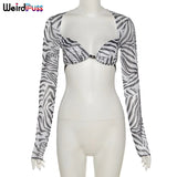 Puss Y2K Striped Mesh T-Shirt Long Sleeve Women Sexy Bandage Low Cut Tops Fashion Streetwear Summer Skinny Tees