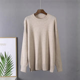 Basic Khaki Knitted Cashmere Sweaters Women 2021 New Winter Loose Solid Ladies Pullovers Warm Casual Knitwear