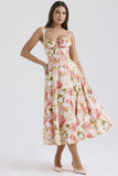 New Sexy Bare Back Sling Dress Holiday Breeze Flower Fork Long