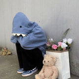QWEEK Kawaii Shark Sweatshirt Women Cute Hoodies Clothes Cotton Long Sleeve Winter Pullover Korean 2021 Fashion Alt Clothes