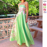 Design Stitched With A Sexy Thoracic Print High-Waisted Dress Evening