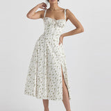 Women's Temperament Floral Lace With Short Lotus Leaf Side Holiday