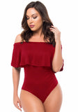 Sexy Off-the-shoulder Short Sleeves Solid Ruffles