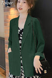 Women Solid Thin All-match Casual Preppy Style Long Sleeve Temperament Fashion Simple Solid Work Chic Vintage Blazers
