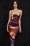 Printed Sexy Strap Tie Dye Long