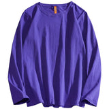 Men Cotton T-Shirts Men's Fashion Solid Color Long Sleeve Tees Male Simple Wild Casual O-NeckT Shirt