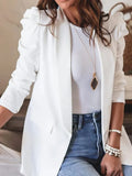 Women's Puff Sleeve Jackets For Women 2023 Spring Autumn Fashion Solid Pocket Coats Casual Office Lady White Blazers-Outfit
