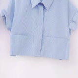 Women's Wear New Striped Poplin Short Shirt 3615180-Outfit