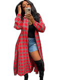 Casual Plaid Print Long Blouse with Long