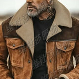 Men's Jacket Thicker Long Velvet Jacket Bump Color Zipper