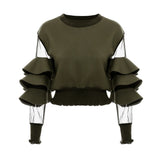 New Air Layer Splicing Mesh Fluoroscopy Fluorosphery Threaded Cuff Under The Short Dress Female