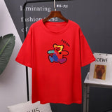 Cute Bear Printed T Shirts Women 2021 Summer New Kawaii Basic Loose Tees Soft Oversized Female Cotton Tops