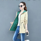 Autumn Women's Trench Coat New Double-sided Wear Plus Size 5XL Hooded Mid Long Outerwear Female Windbreaker Basic