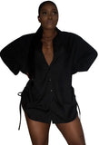 Casual Lace Up Long Sleeve Long