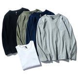 Men Cotton T-Shirts Men's Fashion Solid Color Long Sleeve Tees Male Simple Wild Casual O-NeckT Shirt