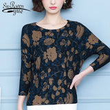 tops and blouses 2021 spring Lace Floral O-Neck women long sleeve shirts ladies tops plus size women 4XL vintage 8325