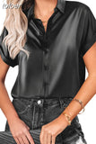 Satin Silk Shirts Loose Fashion Women Short Sleeve Tops Mujer Buttons Office Lady Blouses Women's Clothing Elegant