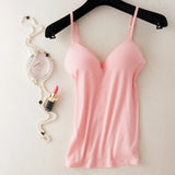 Padded Bra Spaghetti Strap V Neck Vest Cami Tank Tops Shirt