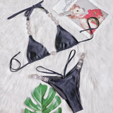 Bikini Halter Solid Diamonds Two Piece