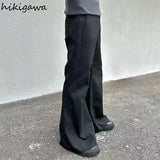 Women Flare Pants 2023 New Bottom High Waist Embroidery Y2k Trousers Fashion Vintage Japanese Black Pantalon Femme-Outfit