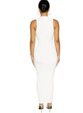 Sexy Solid Round Neck Sleeveless Long