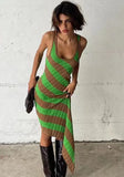 Printed U-neck Sleeveless Striped Print Straight Tank