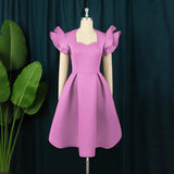 Lotus Leaf Side A Swing Dress Show Skinny Belly Large Size Party Dress Princess Dress