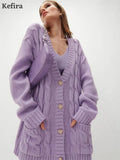 2021 V Neck Oversize Cardigan Women's Sweater Autumn Winter Knitted Long Sleeve Heart Button Loose Casual Jumper
