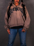 Gothic oversize hoodie with wash effect and letter