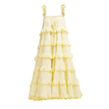 Elegant Sleeveless Women Dress Strapless Off Shoulder Oversized Ruffles Midi Dresses Female Fashion 2020