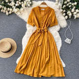 Women Summer Midi Dress 2022 Sweet Elegant Woman Party Dresses V Neck Puff Sleeve Sundress Vestidos Robe Female