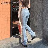 2023 New All Season Wearable Denim Flared Women's Jeans Love Back Pocket Design Fashion Casual Retro High Waist