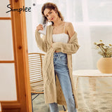 Casual crew neck knitted sweaters women Autumn winter long sleeve female long cardigan Resort style ladies