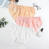 3pcs/Pack! Ultra Thin Women Panties Plus Size Briefs for Women White Pink